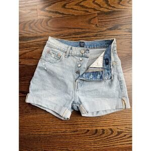 Gap denim women’s Bermuda shorts Sz. 27 blue button fly high rise